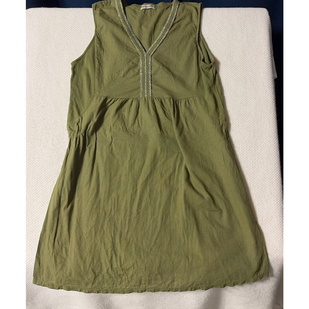 Terzo Millennio Made in Italy Olive Green Sleeveless V-Neck Dress XL
